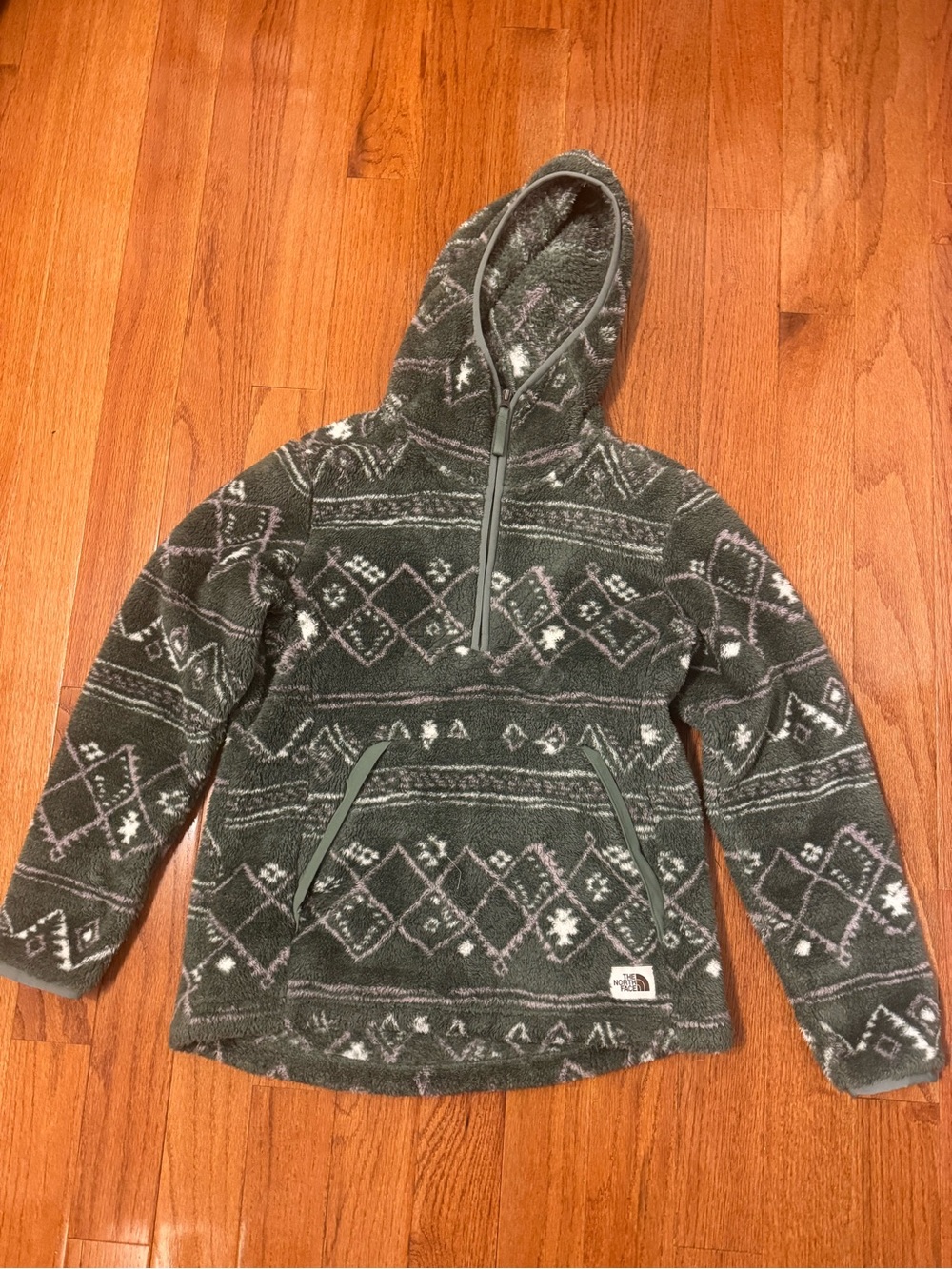 The North Face Women's Green Patterned Fleece Hoodie